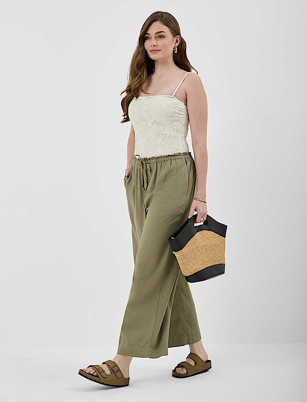 Linen Rich Striped Regular Fit Pants