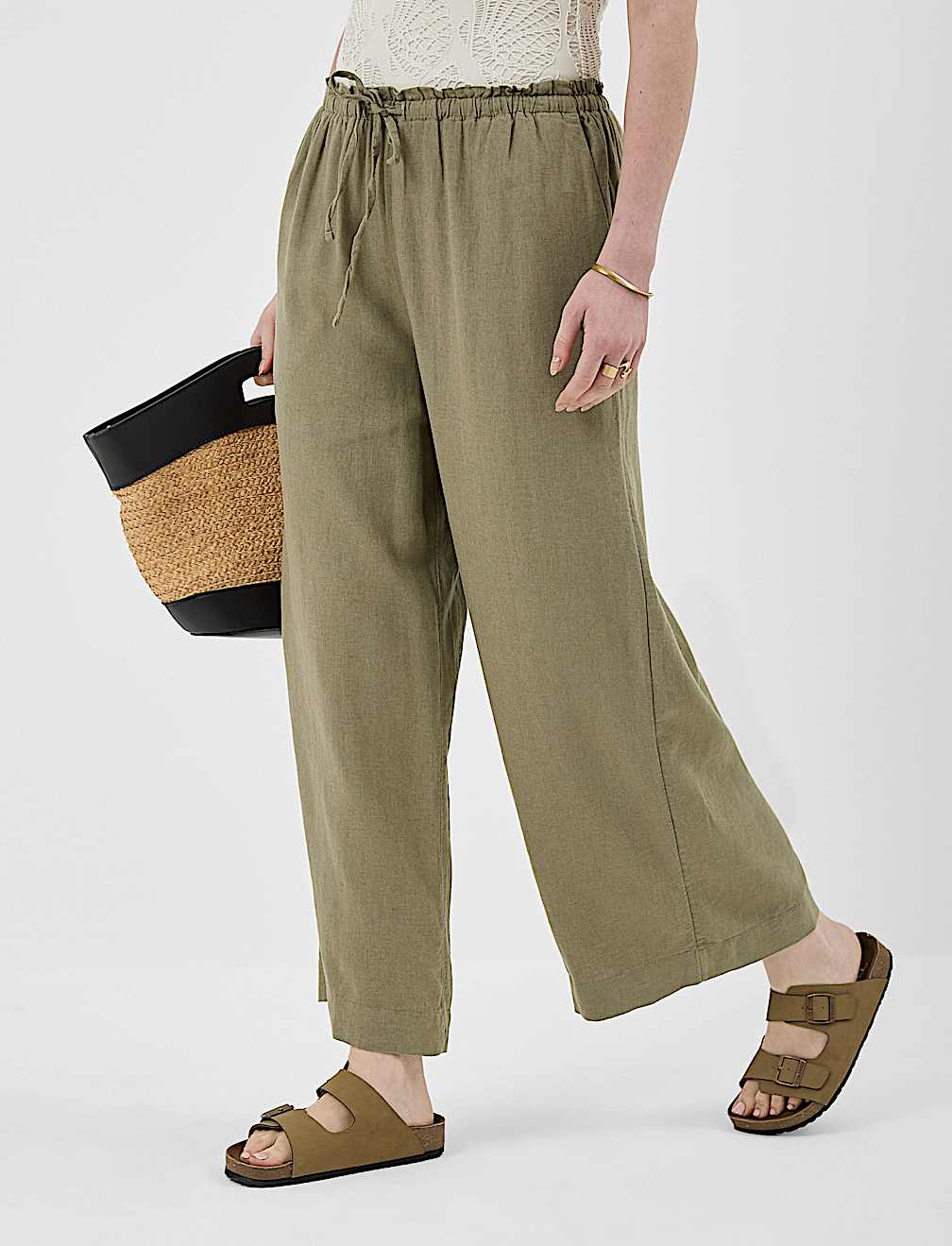Linen Rich Striped Regular Fit Pants