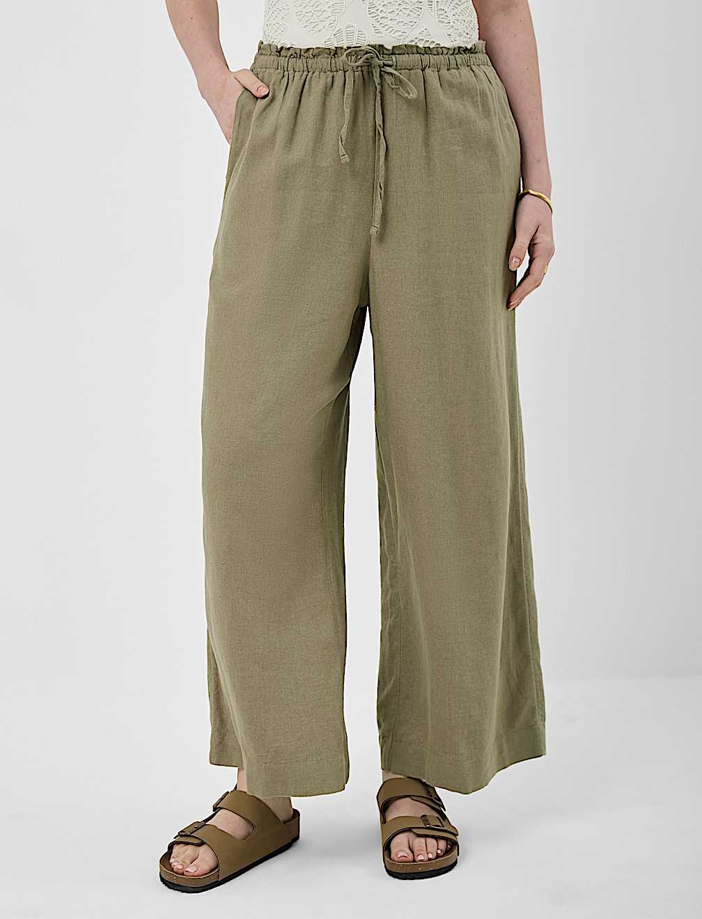 Linen Rich Striped Regular Fit Pants