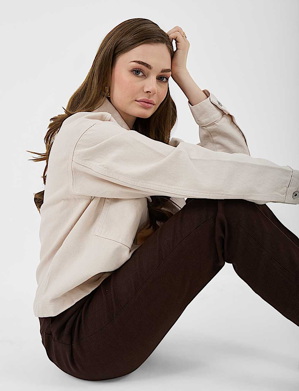 Linen Rich Pleat Front Cropped Trousers