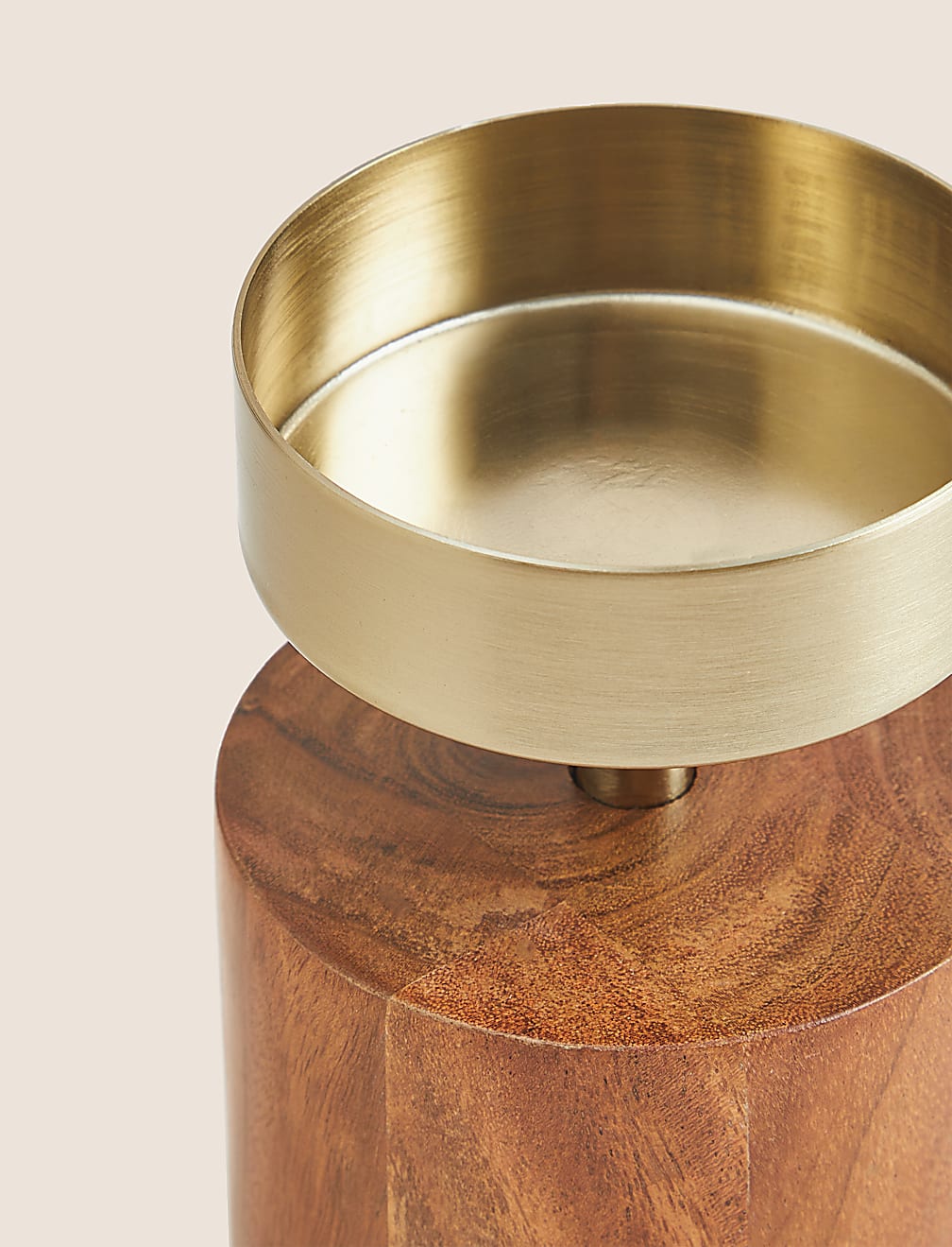 Wood & Metal Pillar Candle Holder