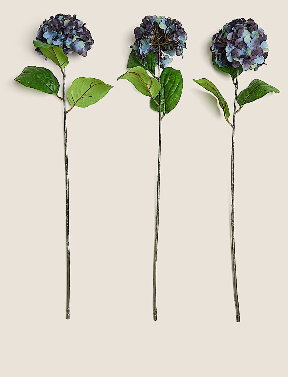 Set of 3 Artificial Hydrangea Single Stems