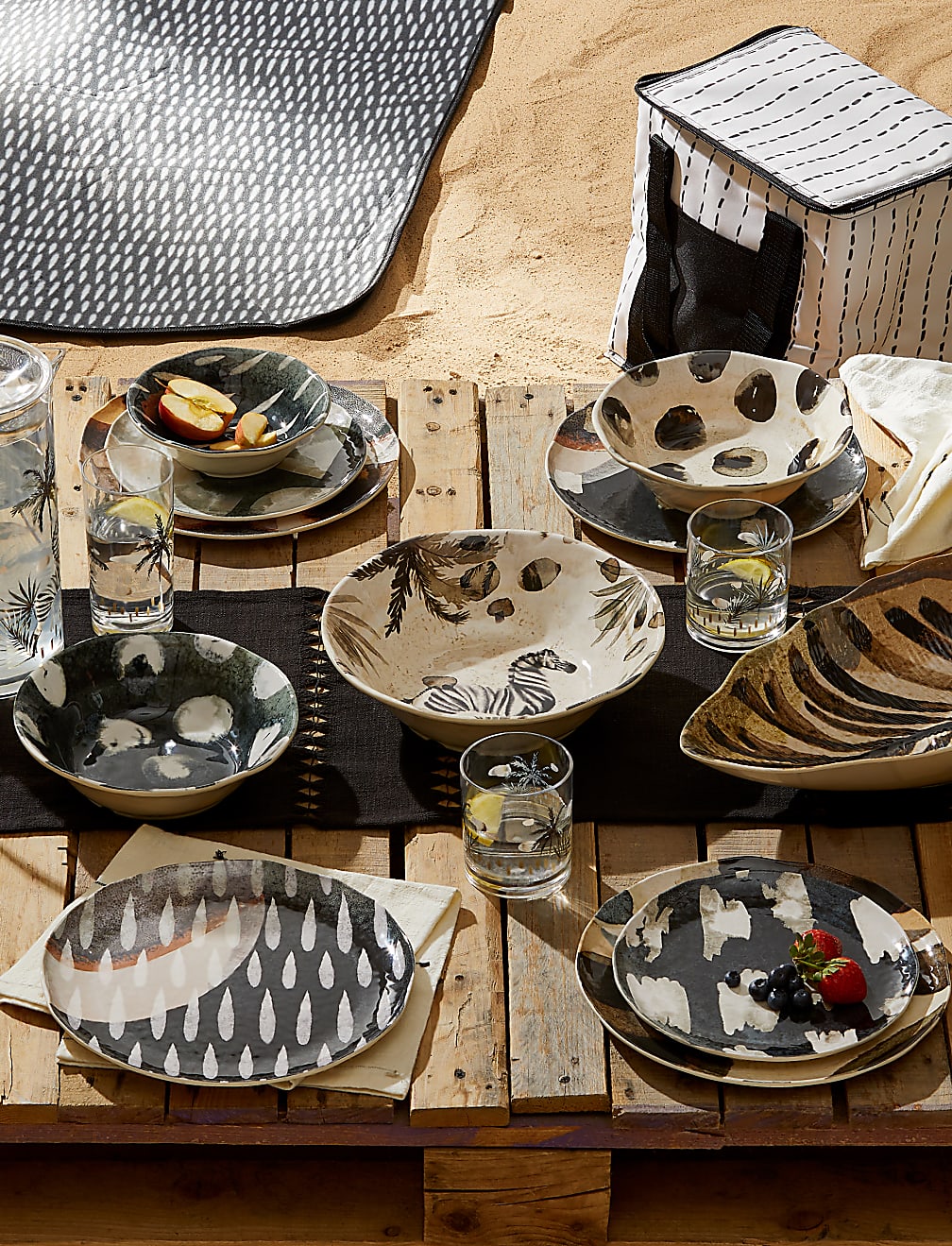 Set Of 4 Abstract Watercolour Picnic Cereal Bowls