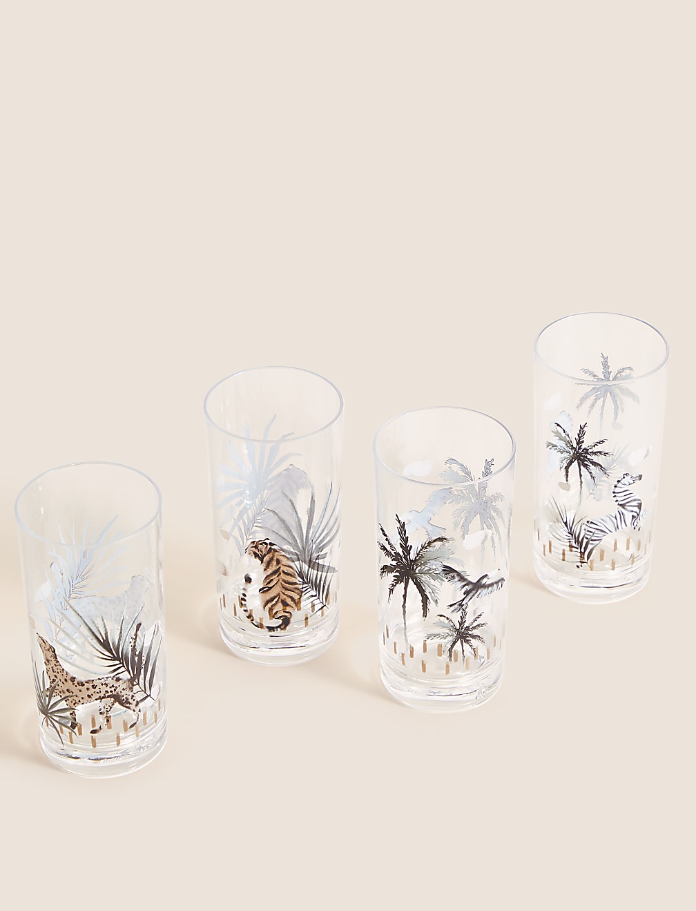 Set Of 4 Abstract Watercolour Picnic Highballs