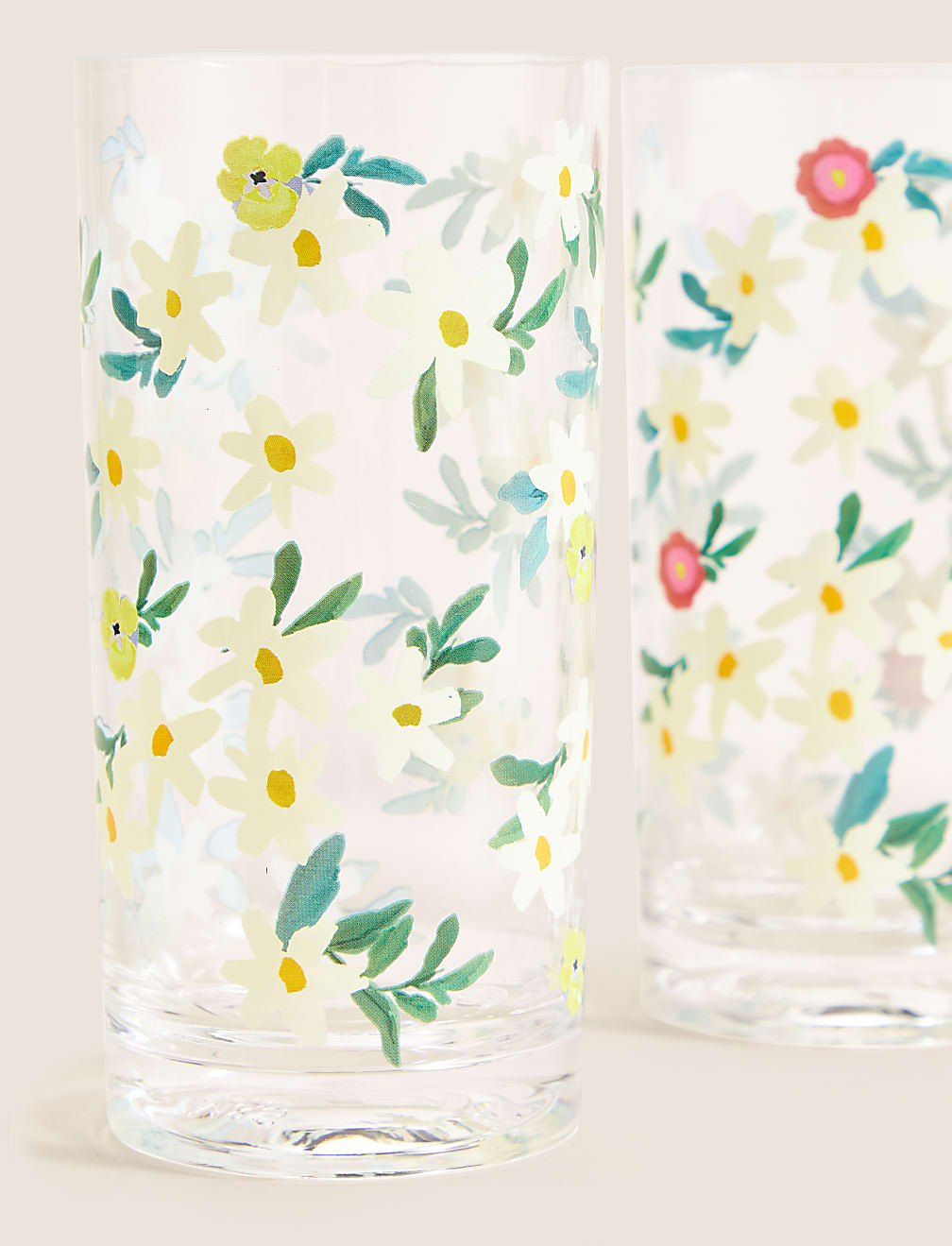 Set Of 4 Expressive Floral Picnic Highballs