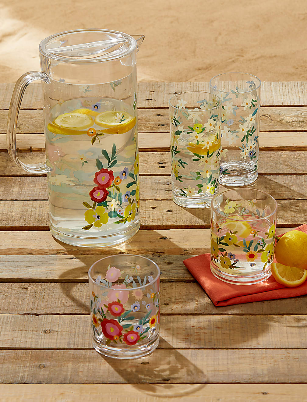 Set Of 4 Expressive Floral Picnic Highballs