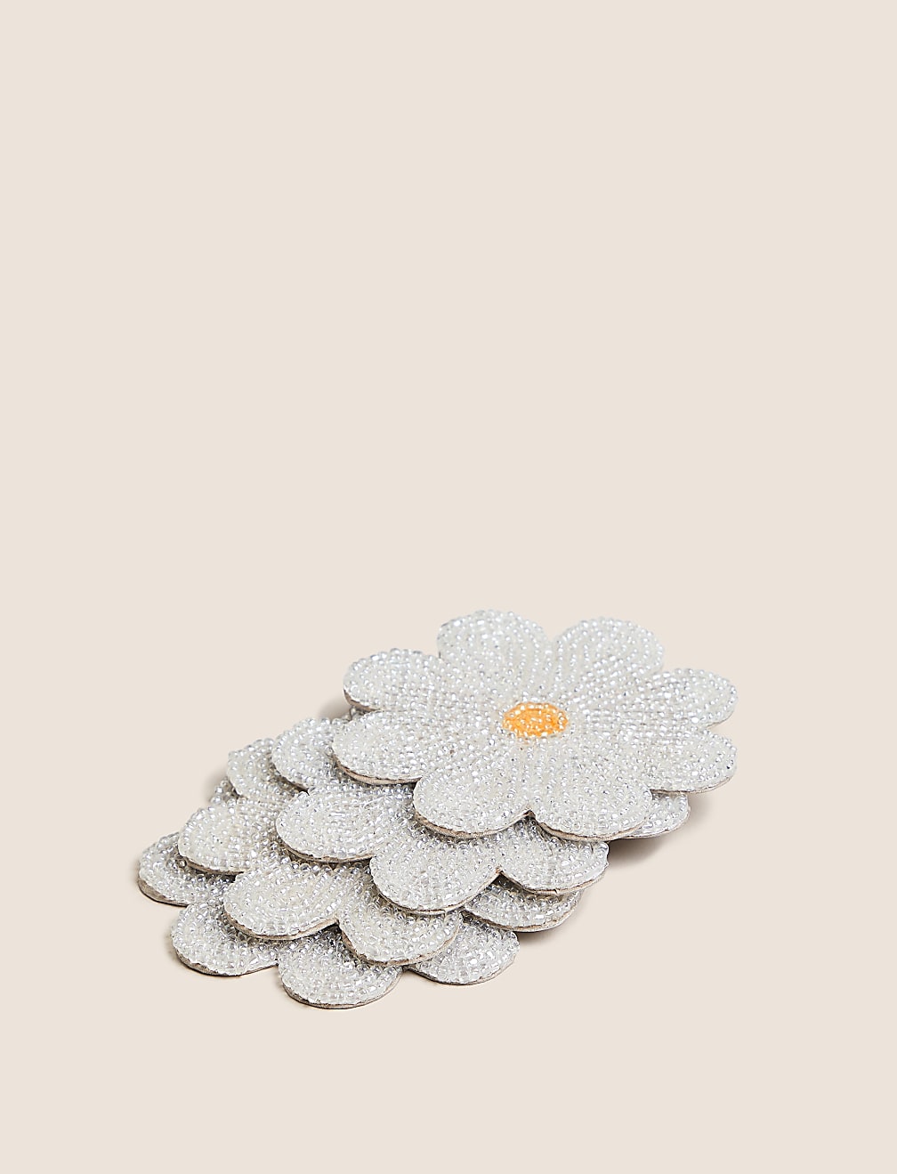 Set of 4 Beaded Floral Coasters