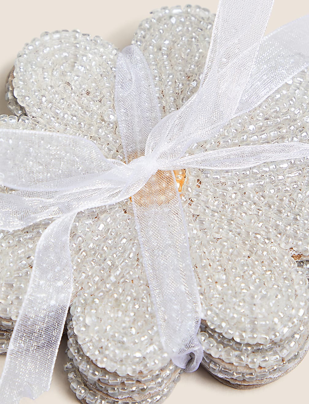 Set of 4 Beaded Floral Coasters