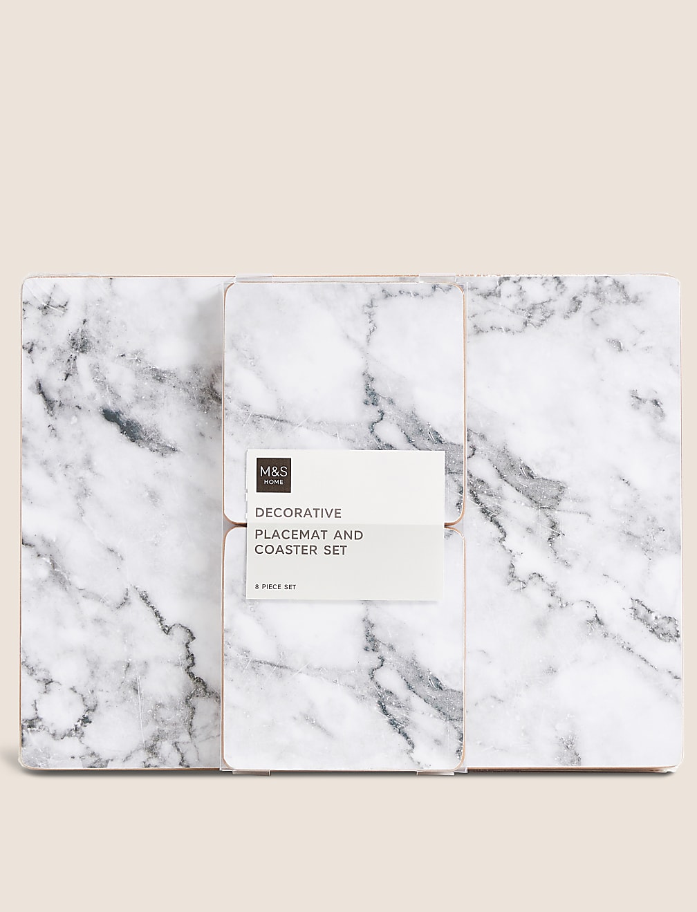 Set of 4 Marble Effect Placemats & 4 Coasters