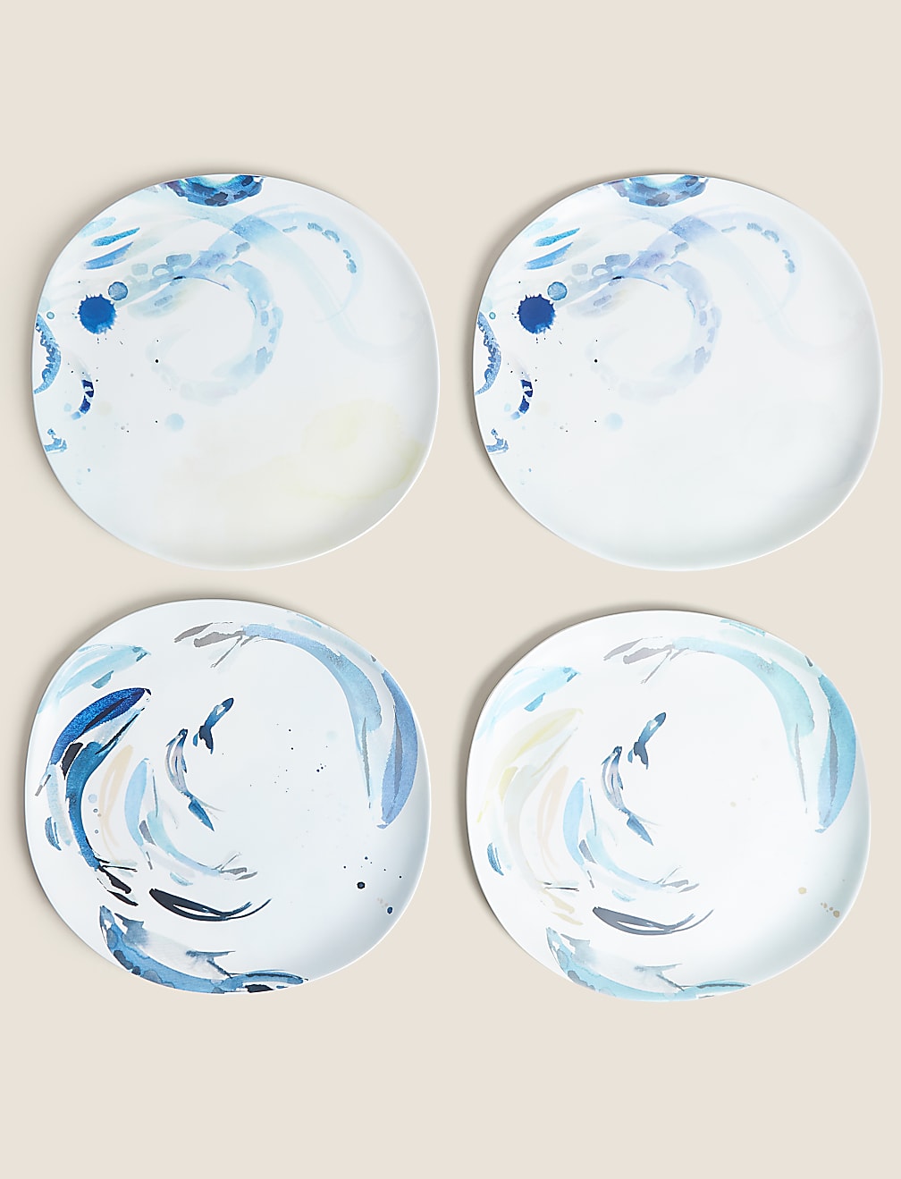 Set of 4 Nautical Picnic Dinner Plates