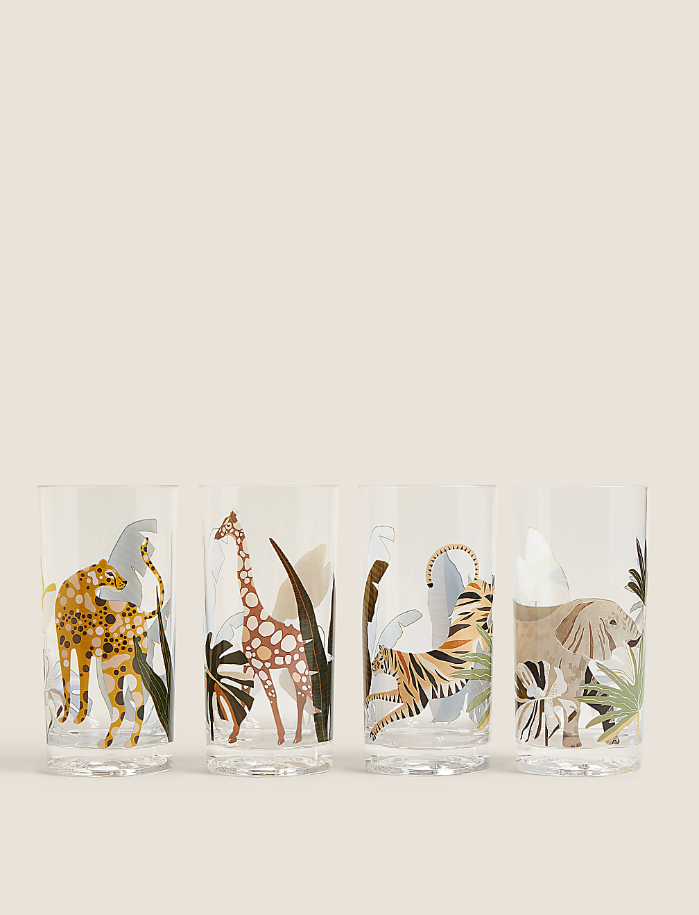 Set of 4 Jungle Picnic Highballs