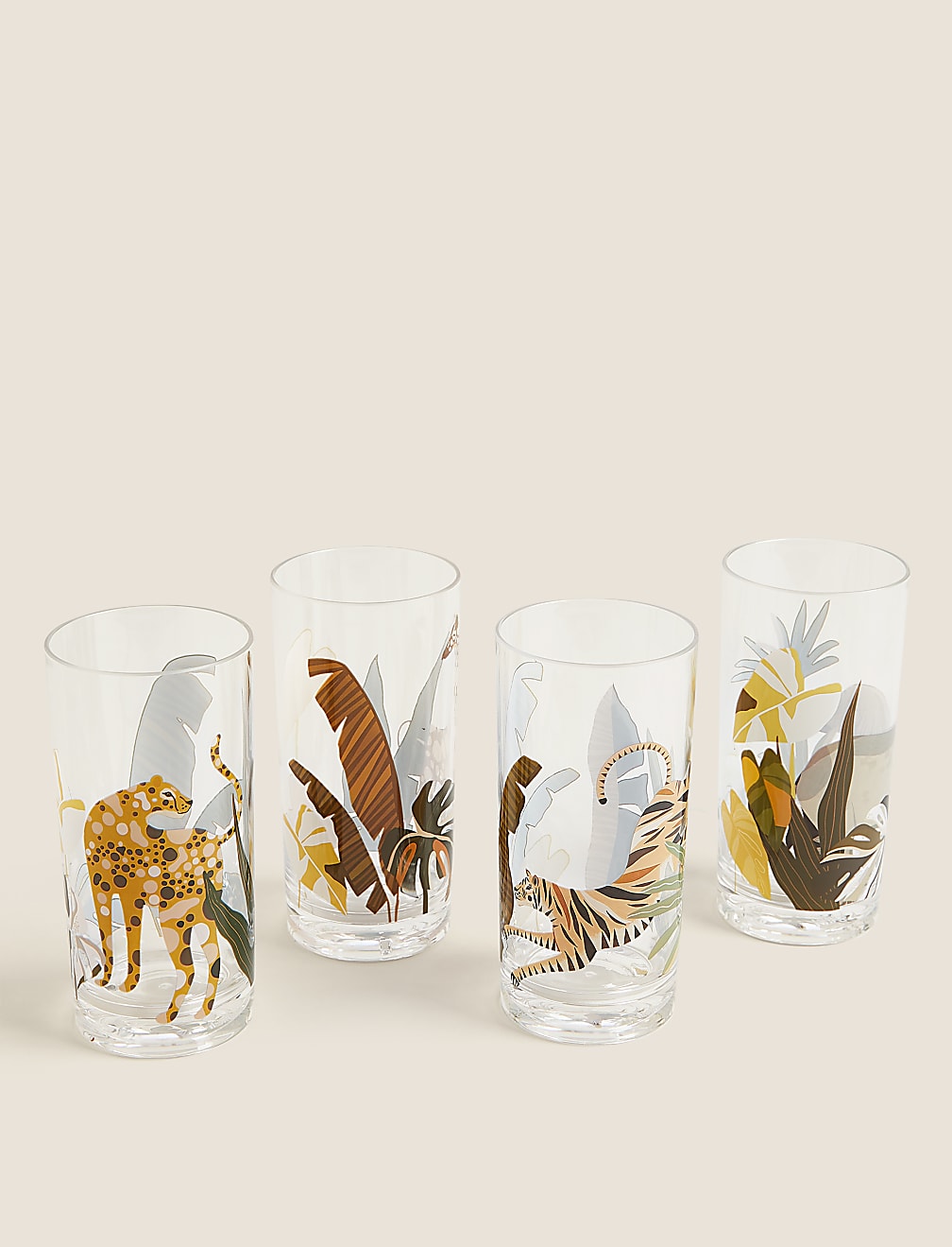 Set of 4 Jungle Picnic Highballs