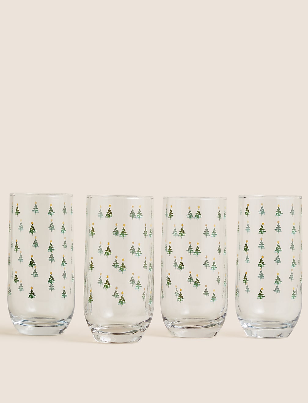 Set of 4 Christmas Tree Highball Glasses