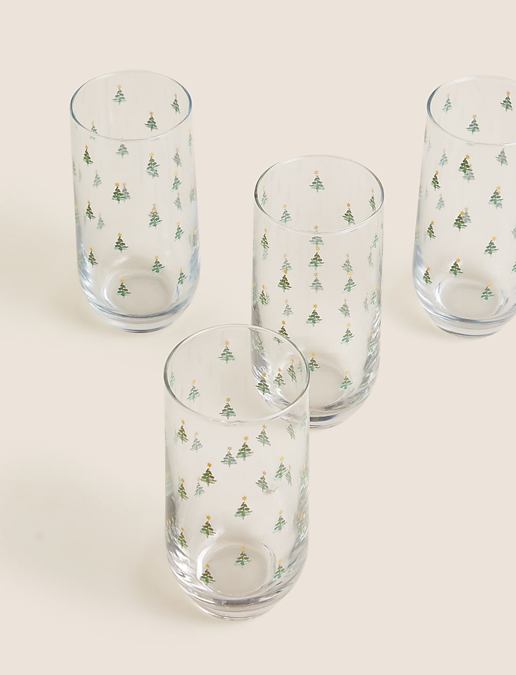 Set of 4 Christmas Tree Highball Glasses