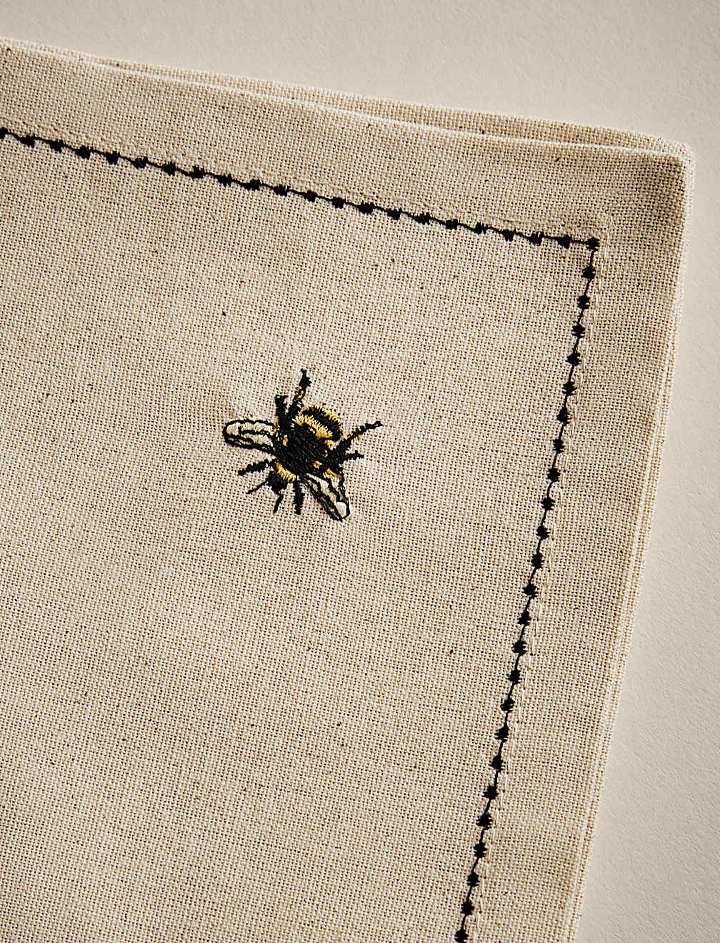 Set of 4 Embroidered Bee Cotton Napkins