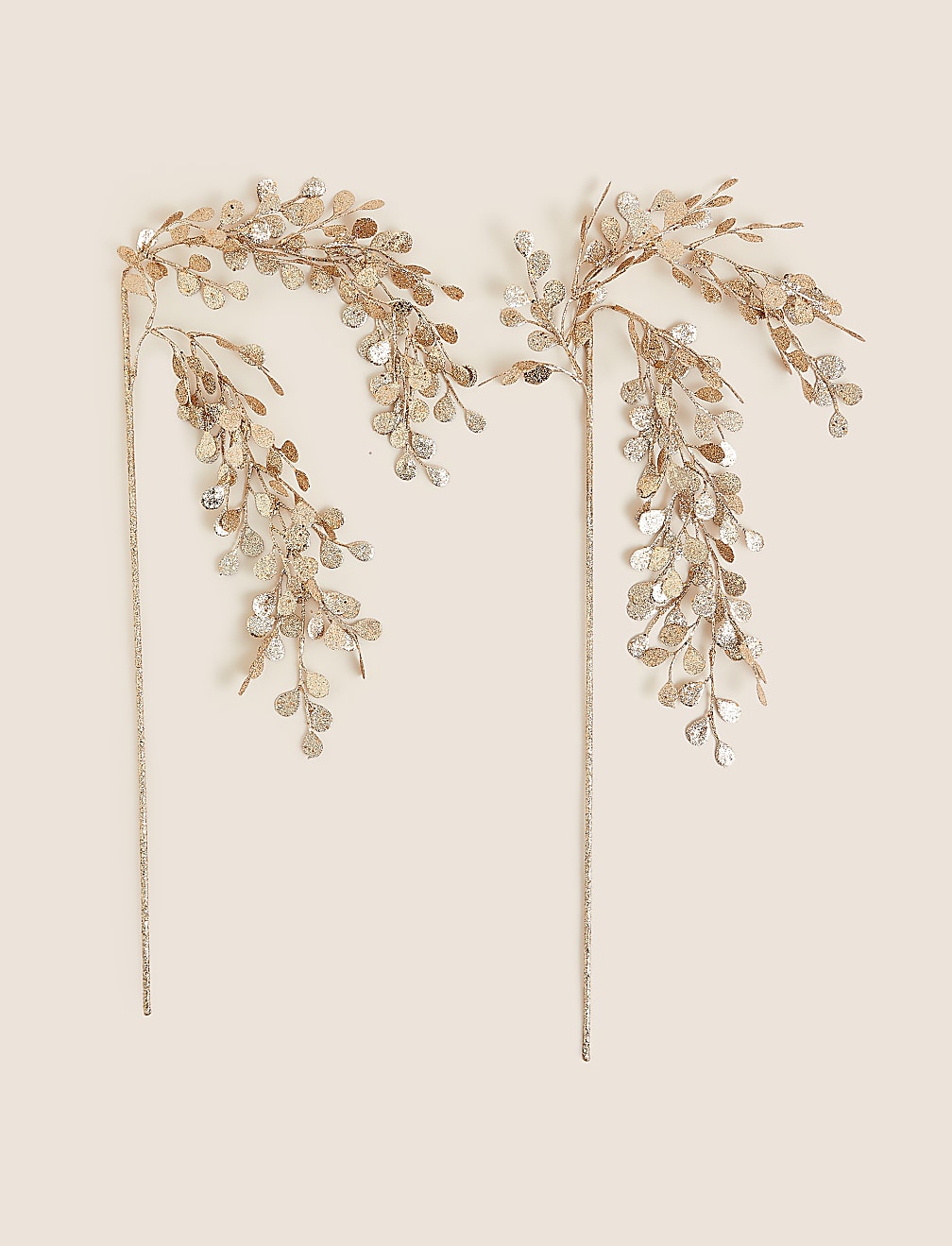 2pk Gold Glitter Eucalyptus Tree Pick