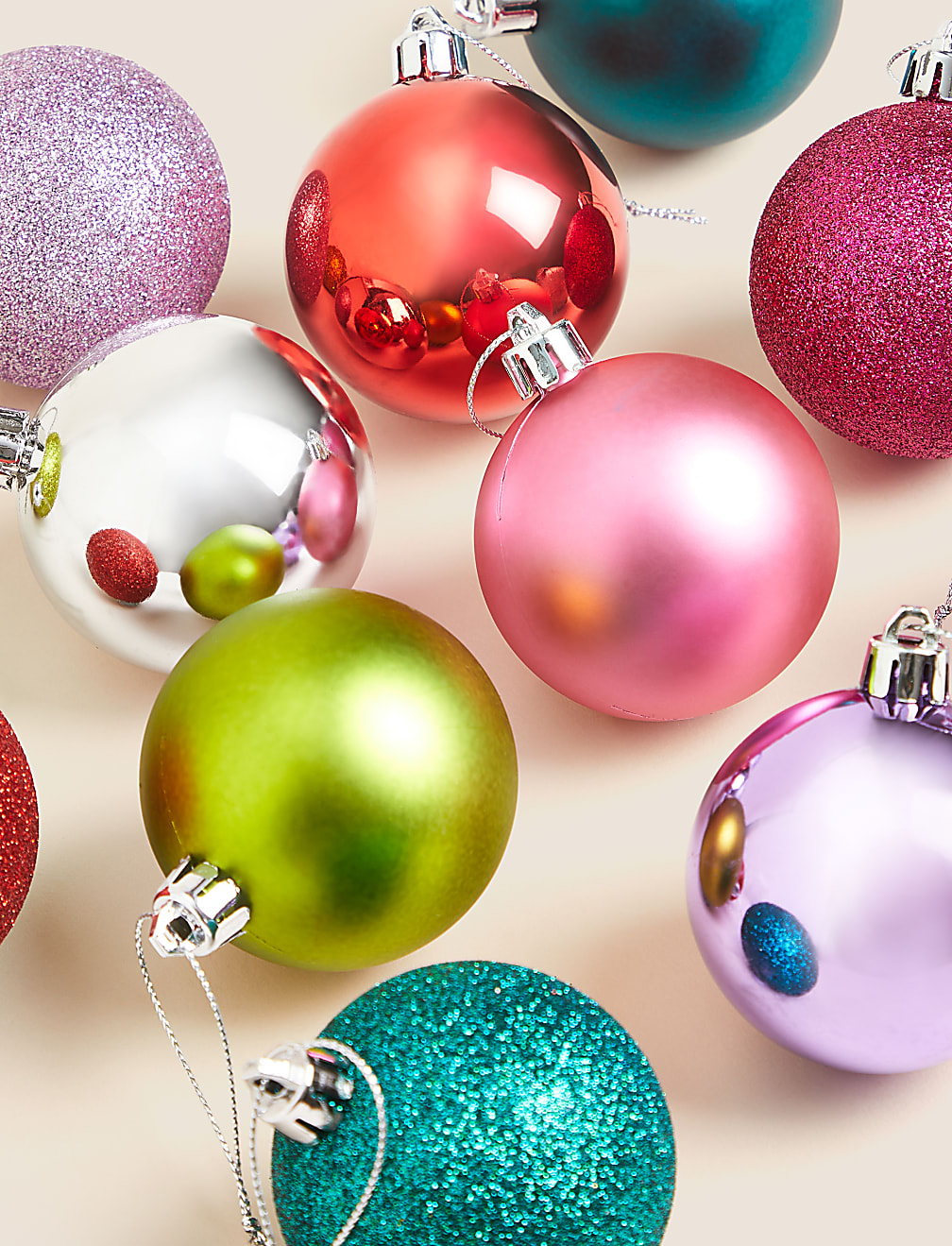 12pk Multicoloured Shatterproof Baubles