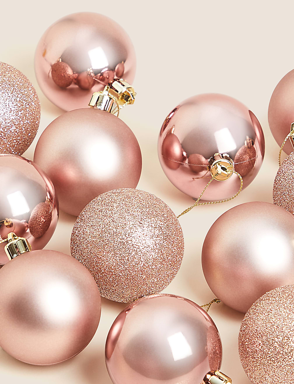 12pk Rose Gold Shatterproof Baubles