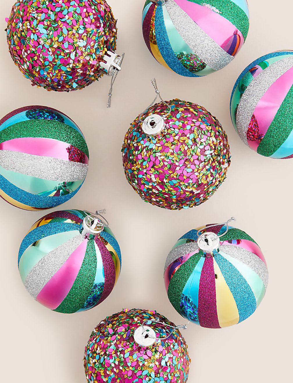 9pk Multicoloured Shatterproof Baubles
