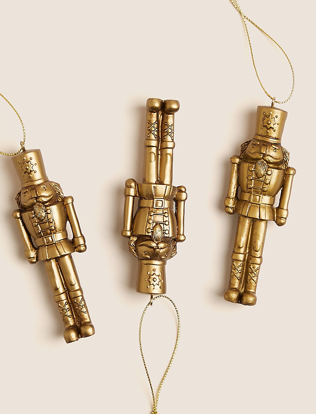 3pk Gold Hanging Nutcracker Decorations