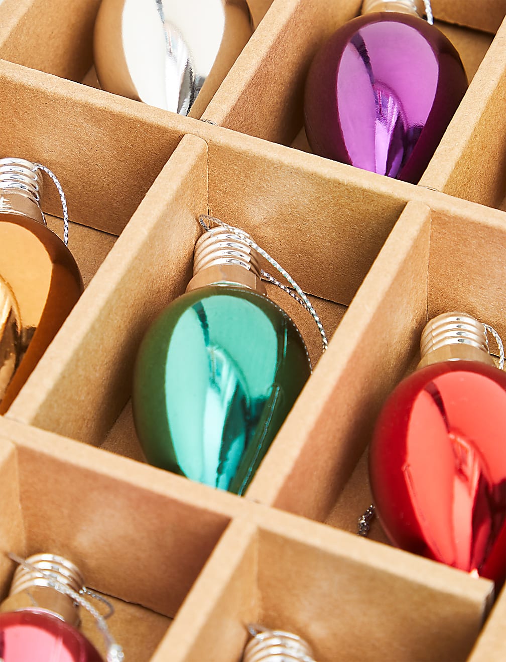 9pk Multicoloured Shatterproof Lightbulb Baubles