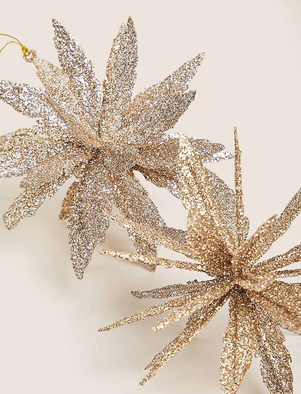2pk Gold Glitter Flower Hanging Decorations