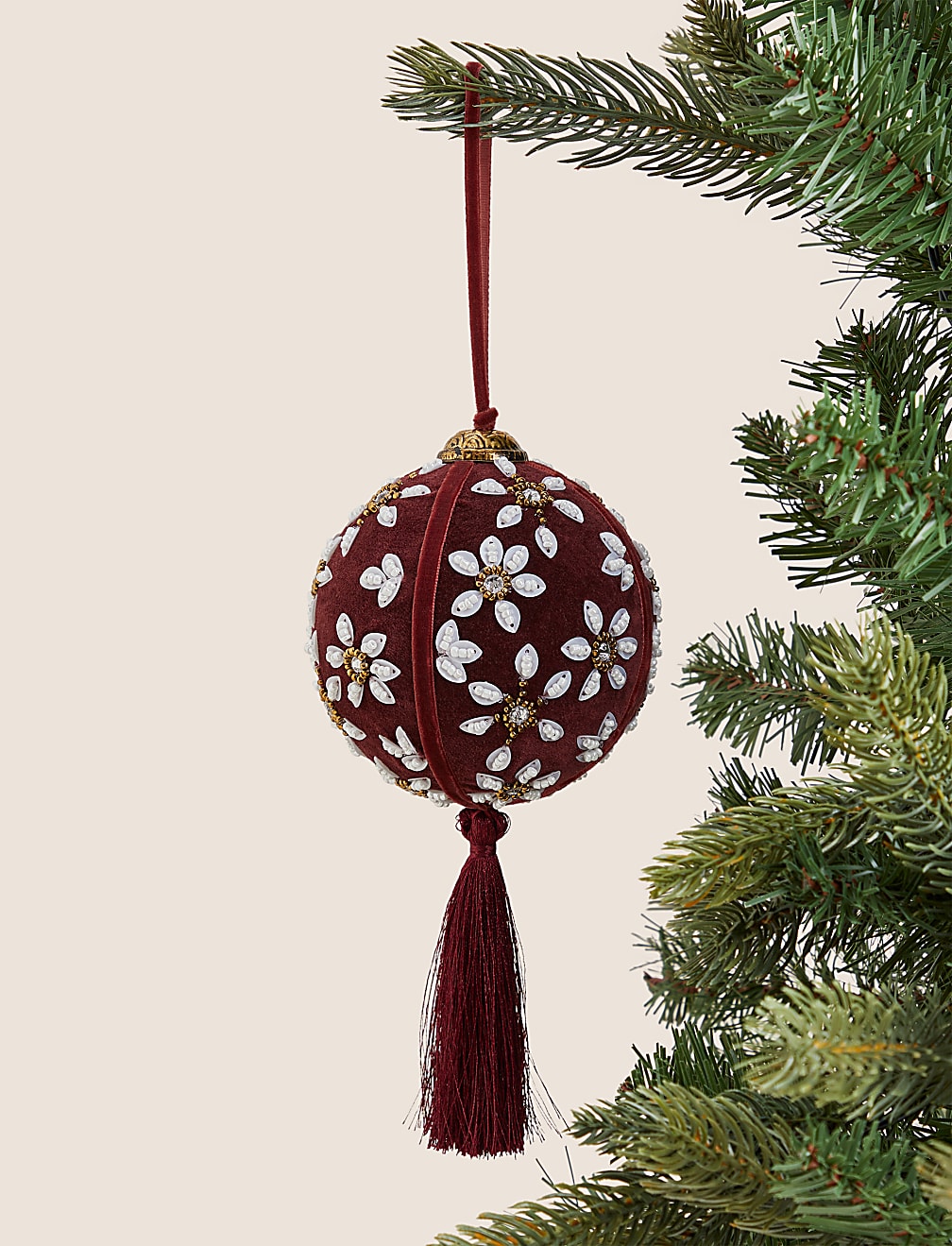 Red Velvet Embellished Bauble