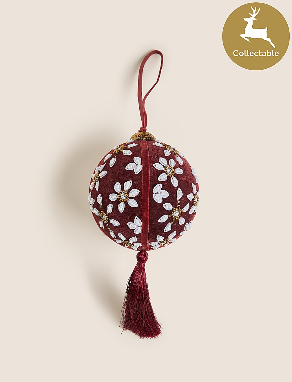 Red Velvet Embellished Bauble