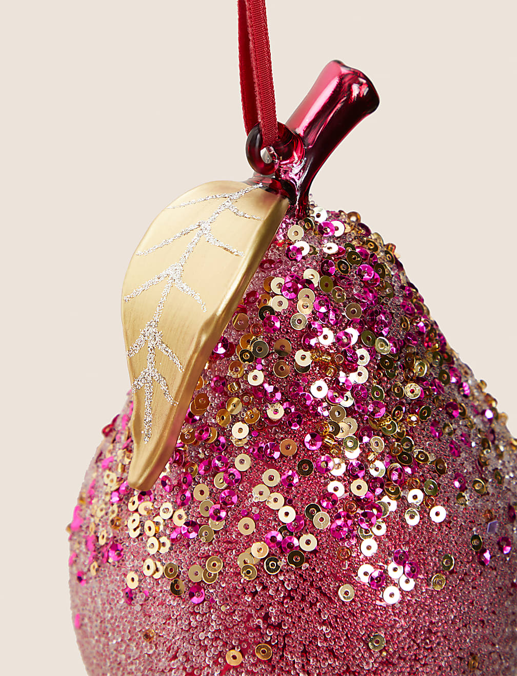Red Glass Hanging Pear Decoration