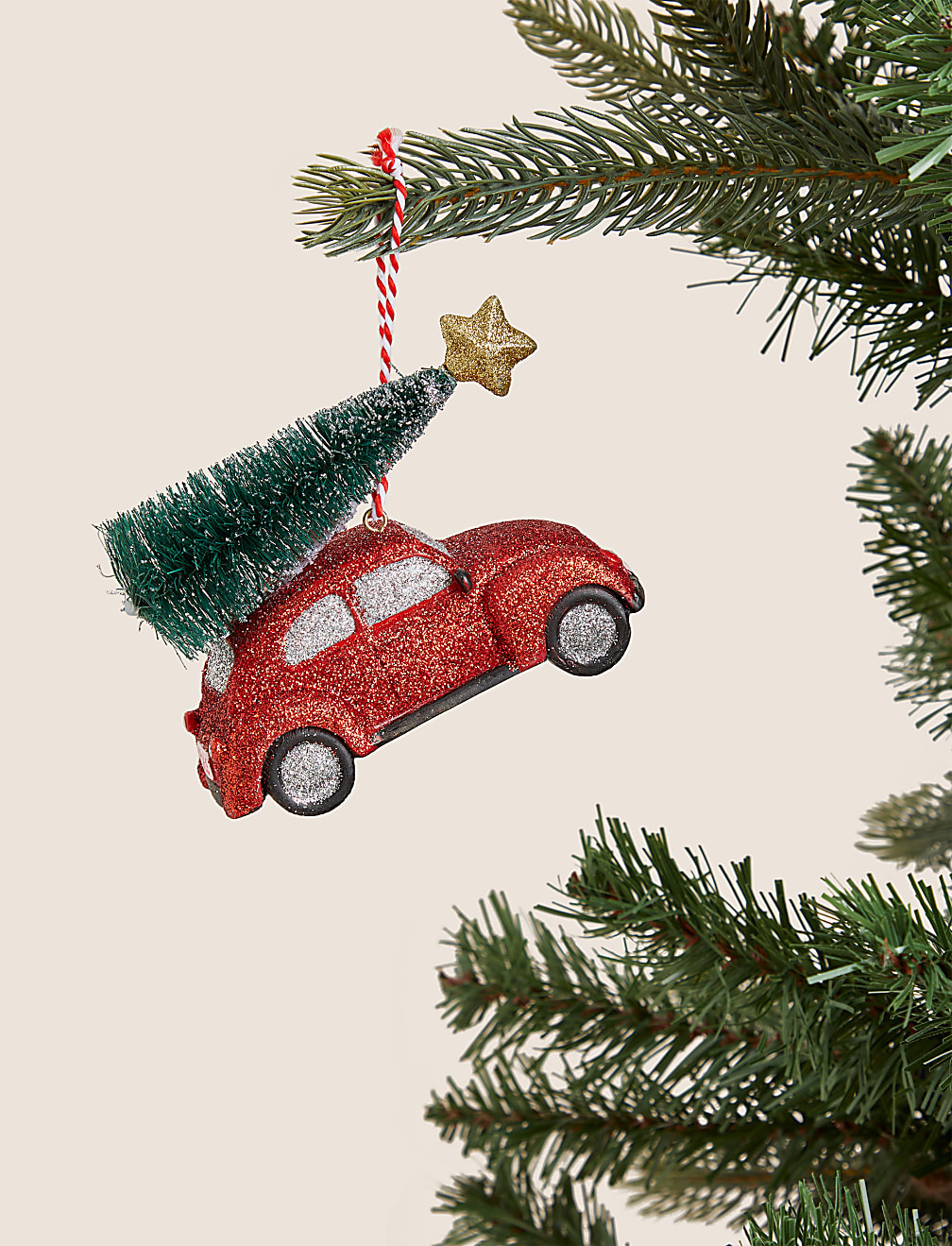 Red Glitter Hanging Car Decoration