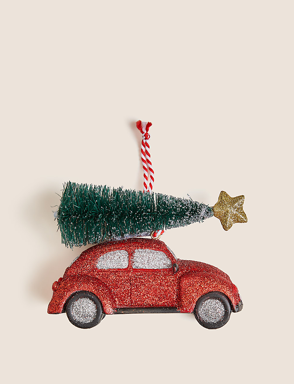Red Glitter Hanging Car Decoration