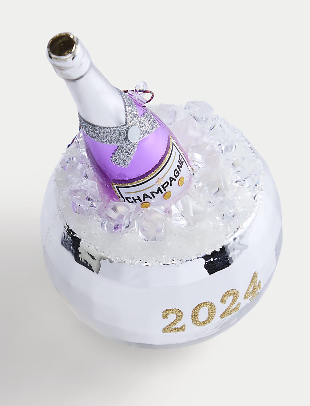 Glass Disco Champagne 2024 Bauble