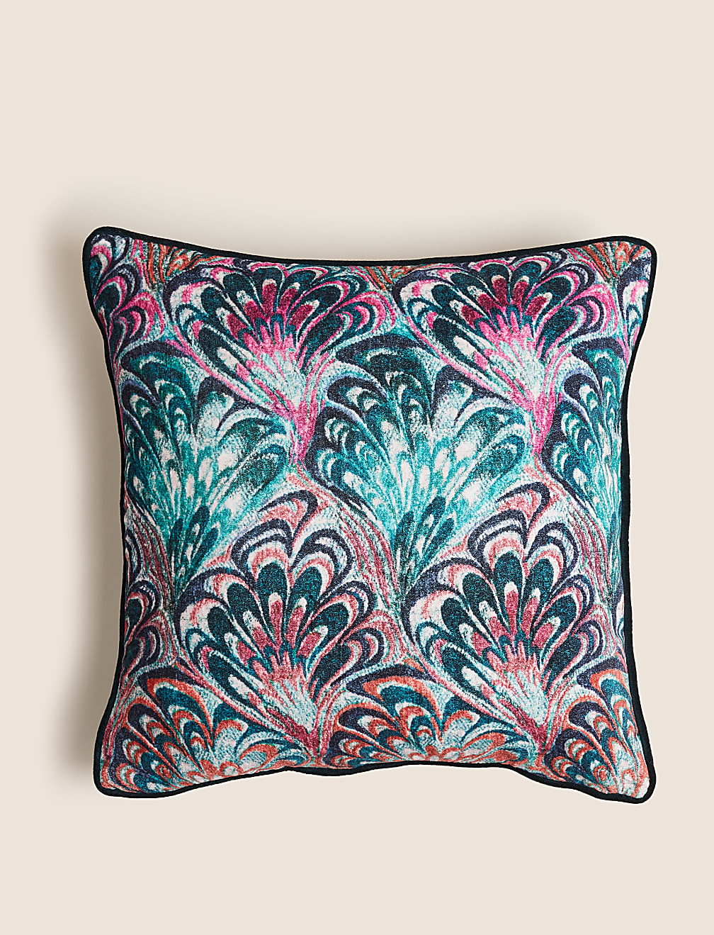 Pure Cotton Velvet Fan Print Cushion