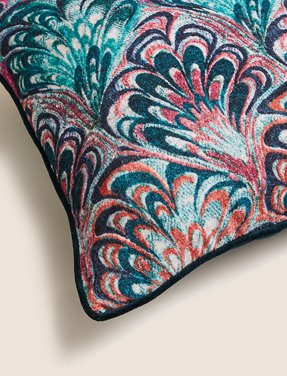Pure Cotton Velvet Fan Print Cushion