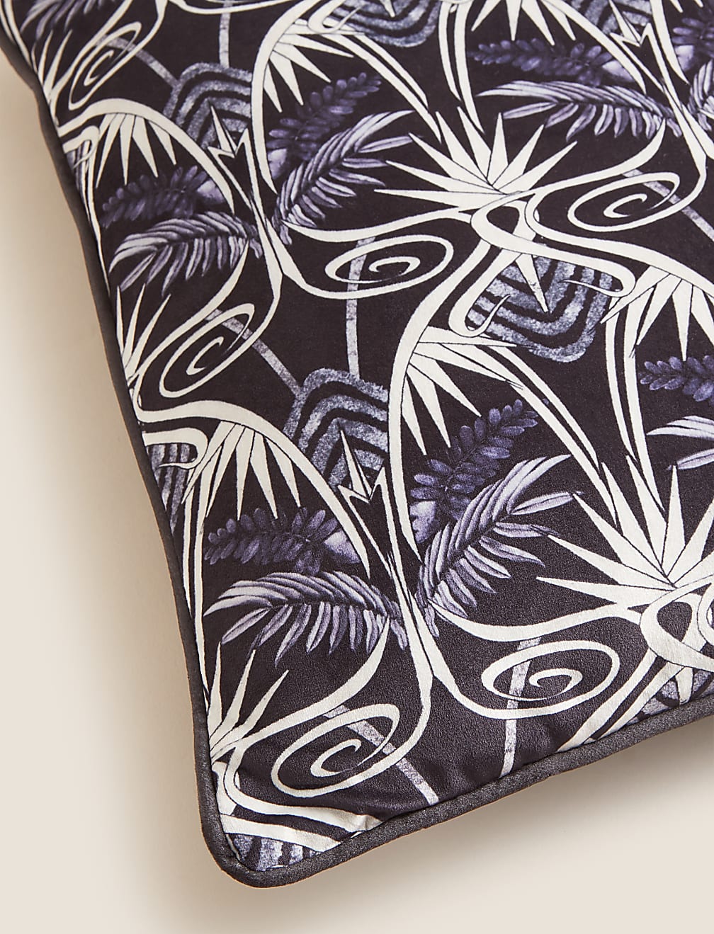 Velvet Geometric Piped Cushion