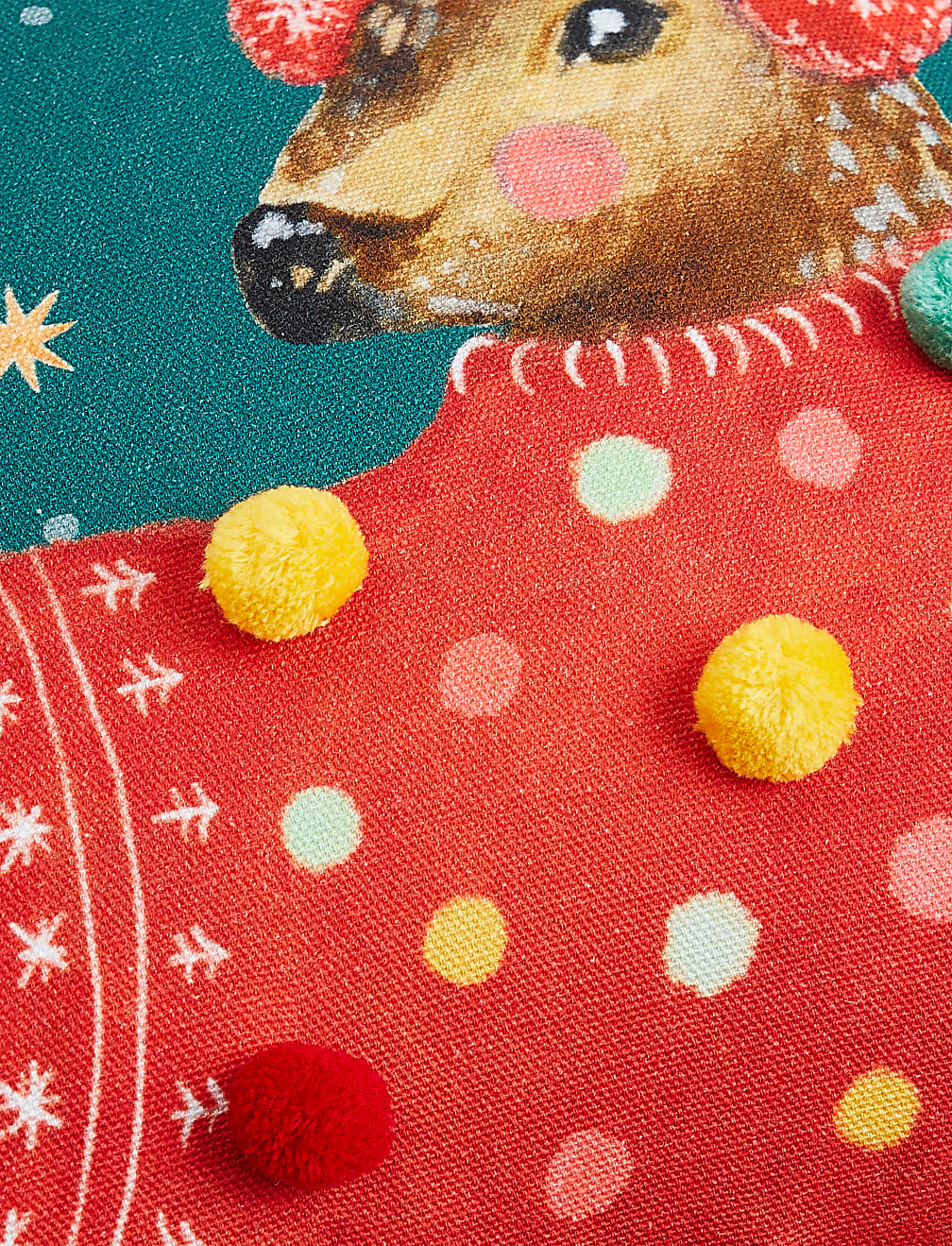 Pure Cotton Reindeer Cushion