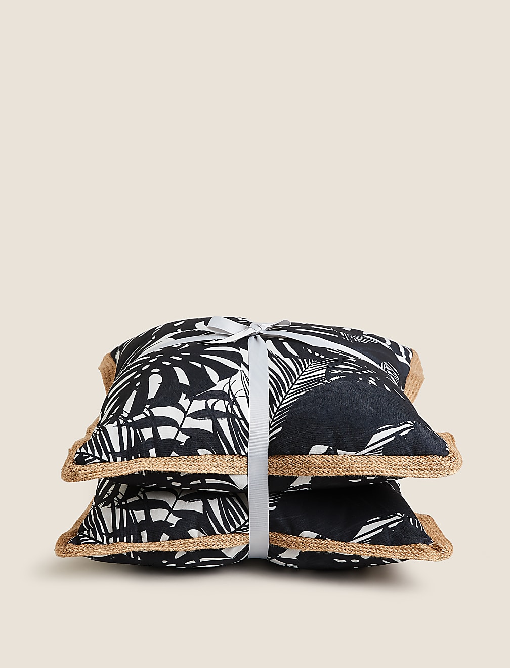 Set of 2 Leaf Print Outdoor Cushions