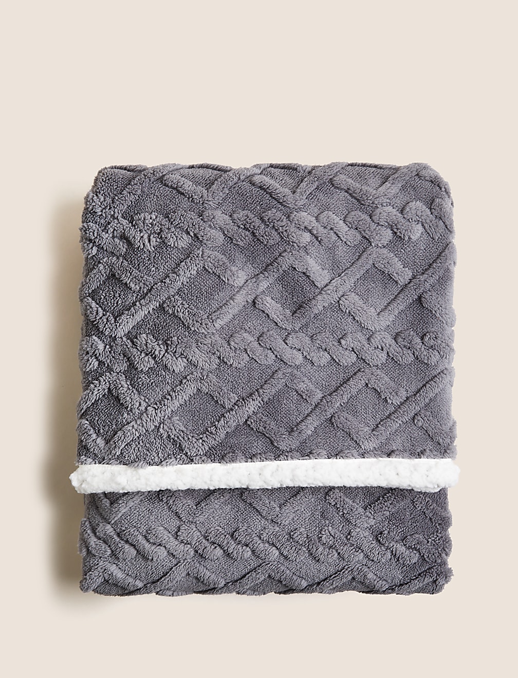 Borg Fleece Cable Throw