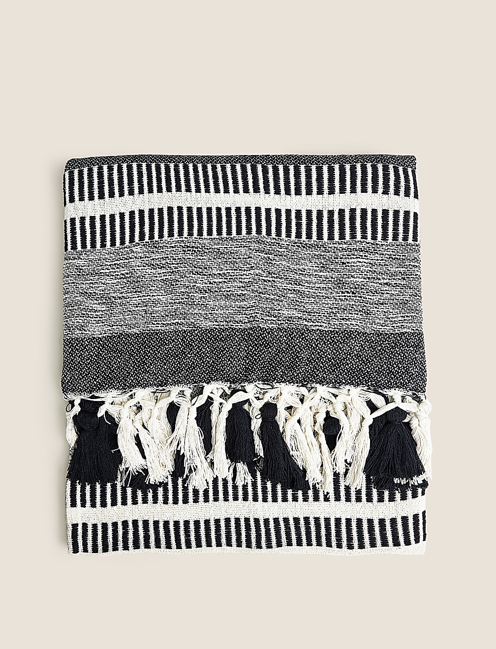 Cotton Rich Woven Monochrome Stripe Throw