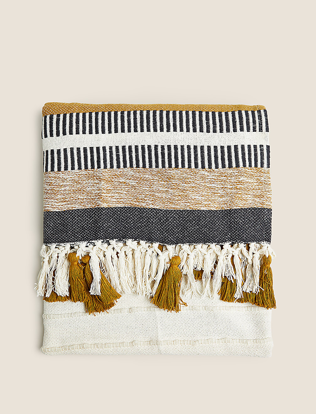 Cotton Rich Woven Monochrome Stripe Throw