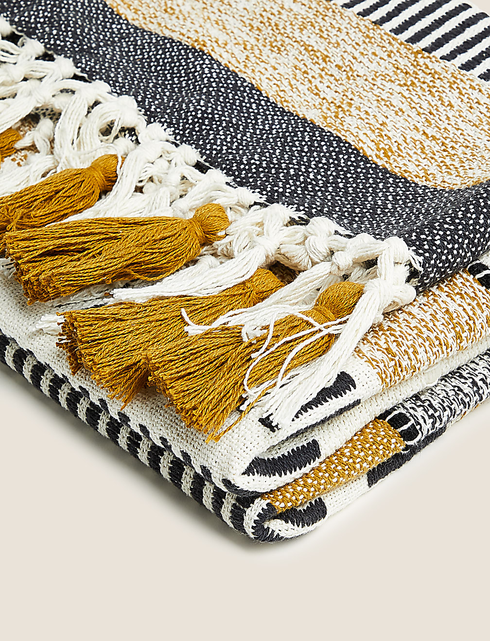 Cotton Rich Woven Monochrome Stripe Throw