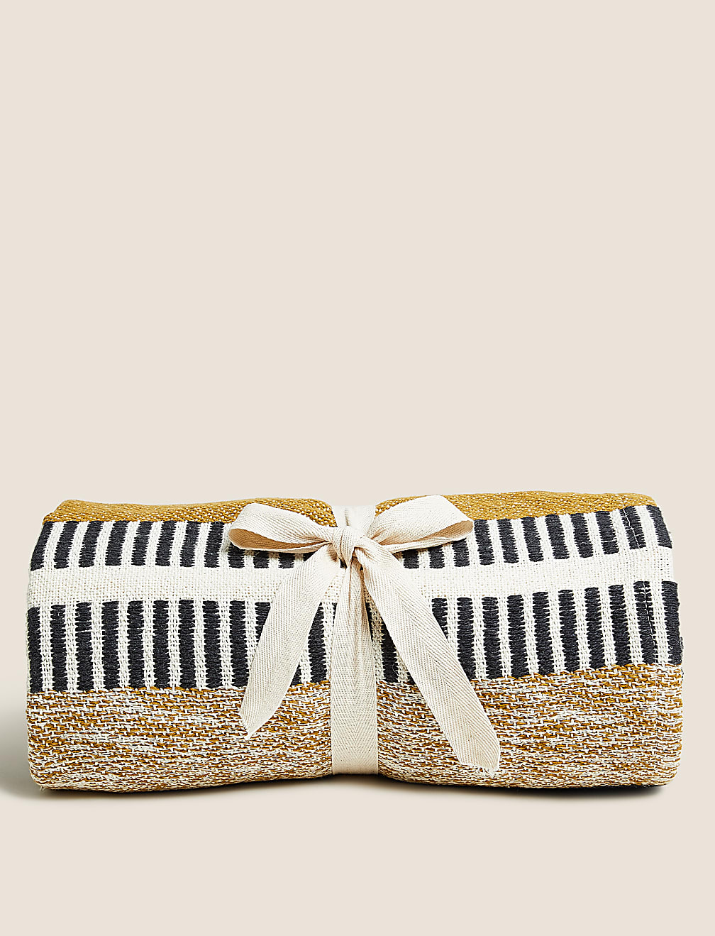 Cotton Rich Woven Monochrome Stripe Throw