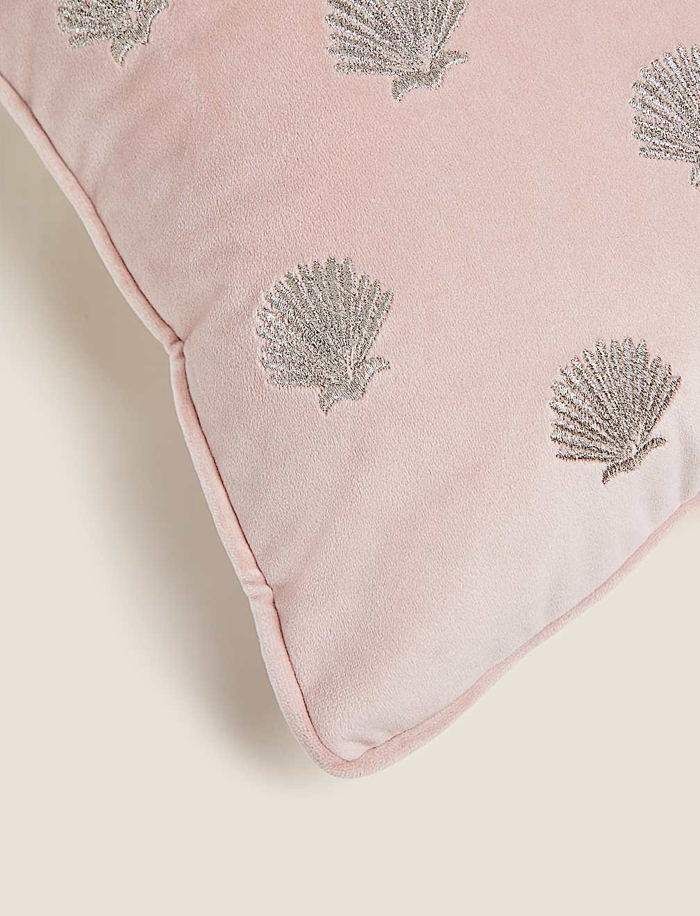 Velvet Shell Embroidered Bolster Cushion