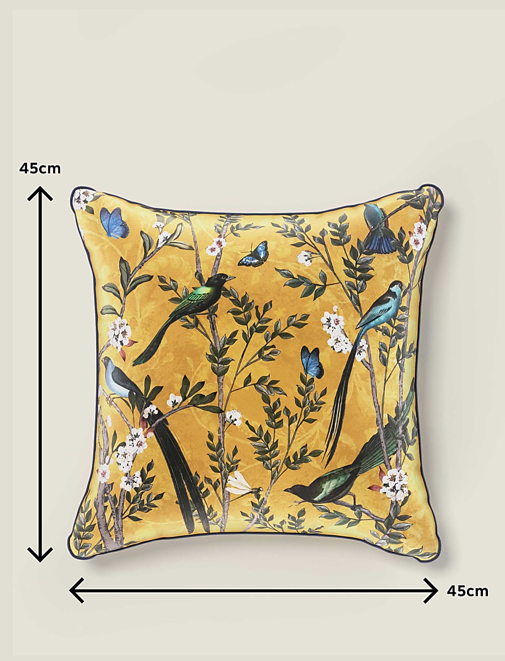 Velvet Spring Bird Cushion