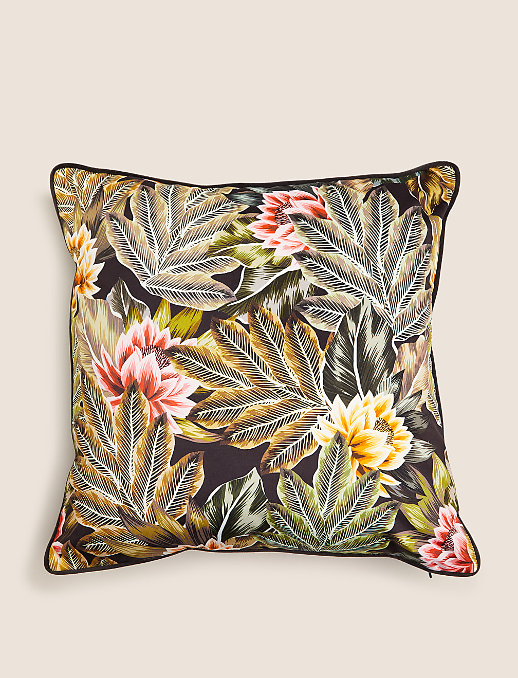 Velvet Tropical Print Cushion