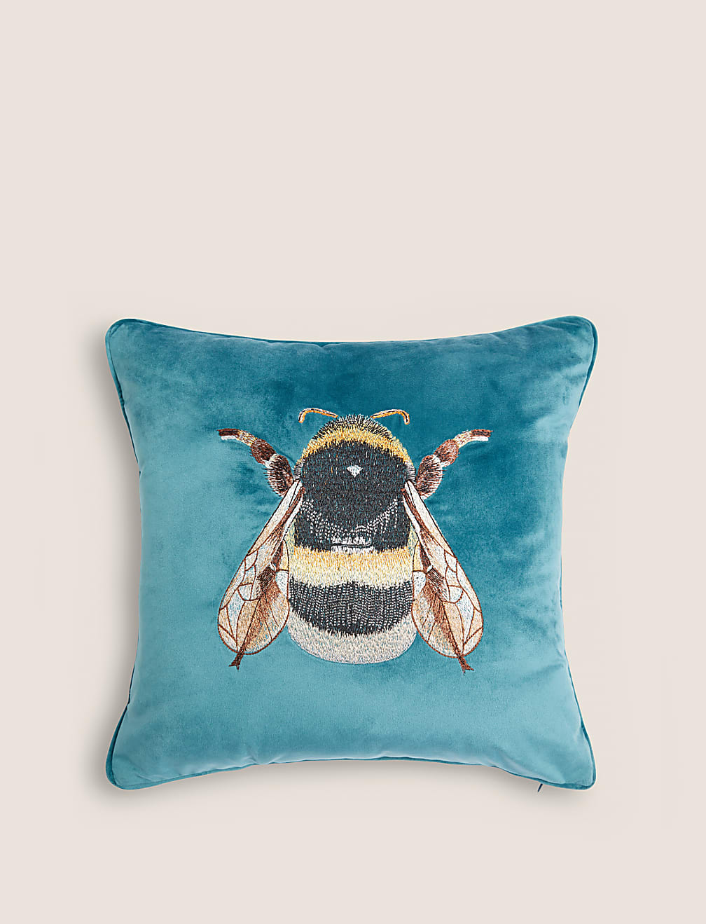 Velvet Bee Embroidered Cushion