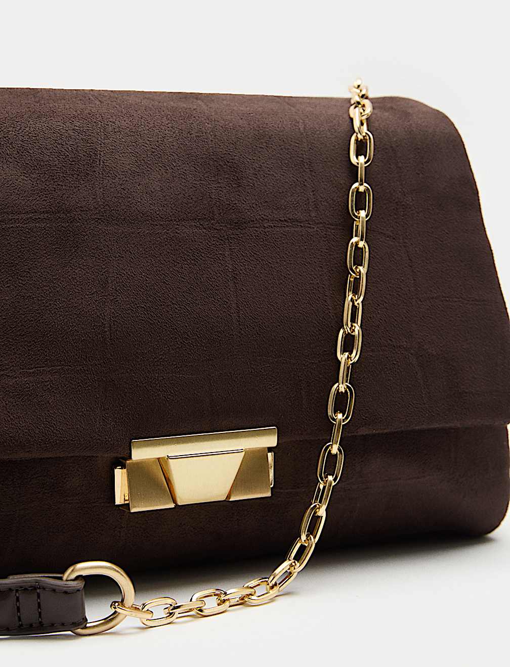 Suedette Croc Effect Double Chain Shoulder Bag
