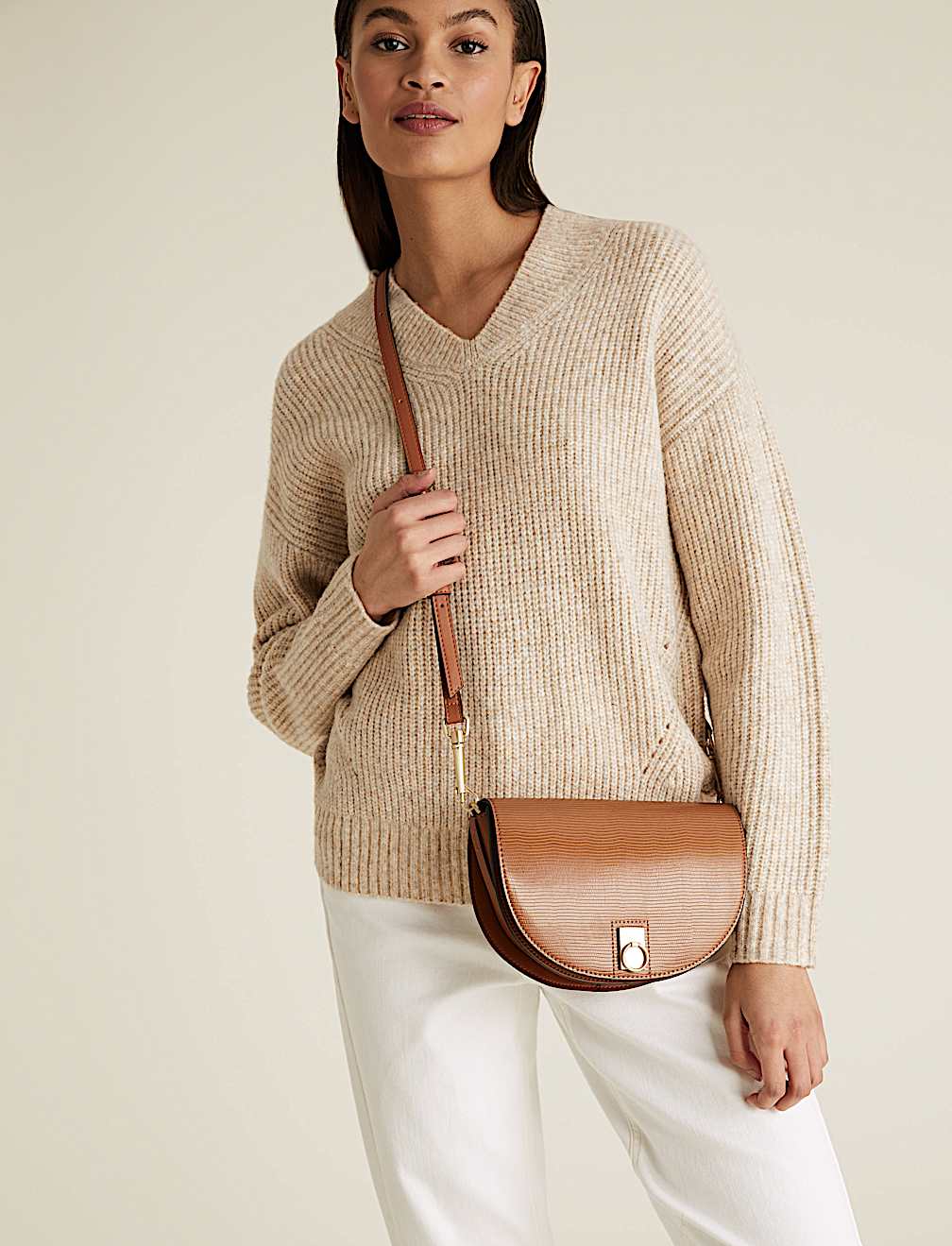 Faux Leather Saddle Cross Body Bag