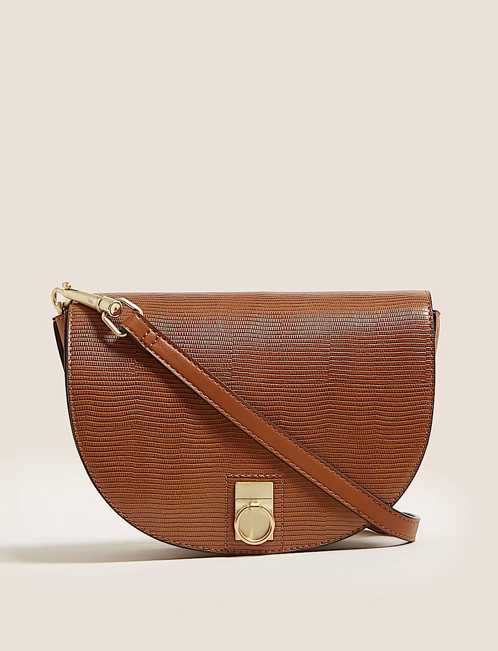 Faux Leather Saddle Cross Body Bag