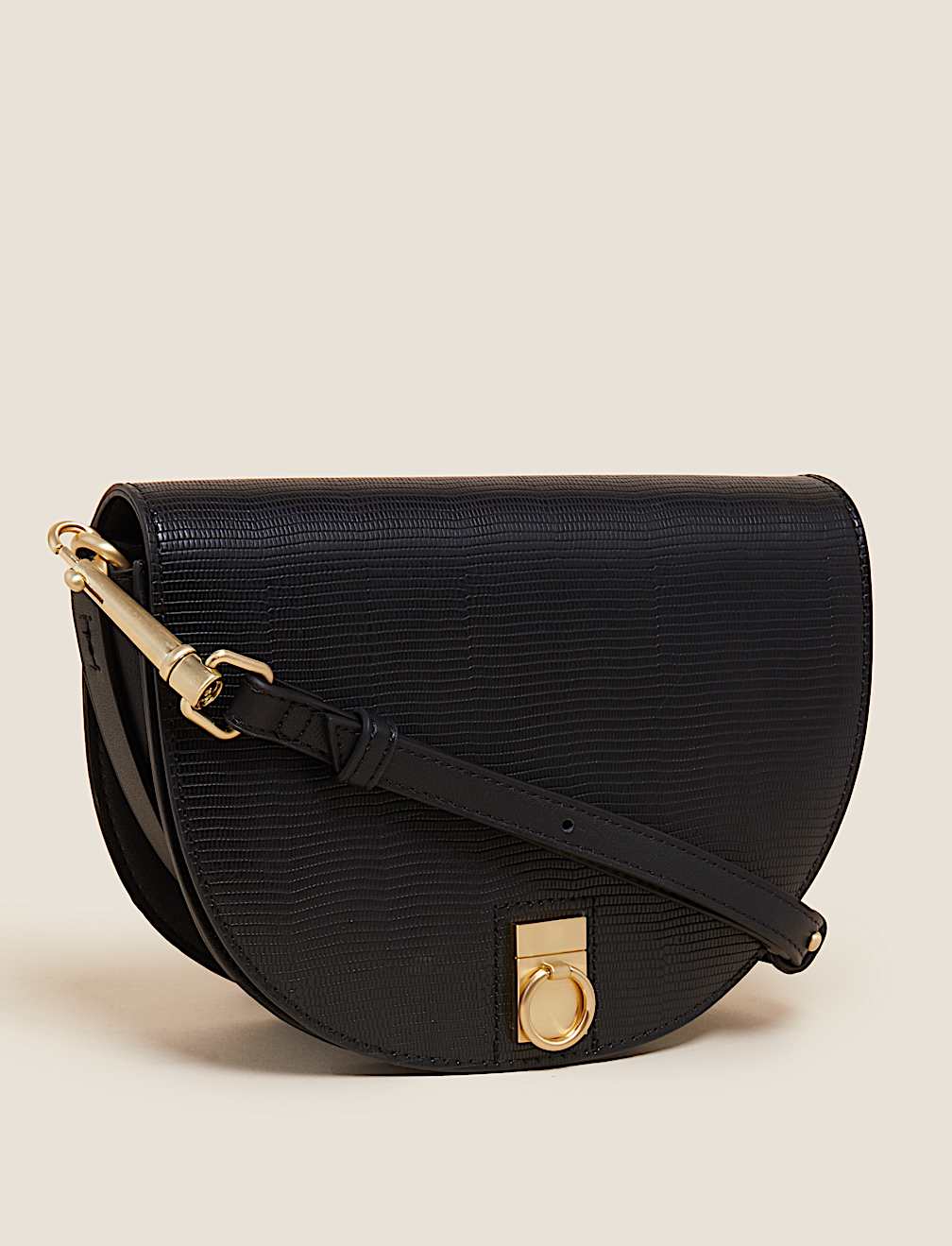 Faux Leather Saddle Cross Body Bag